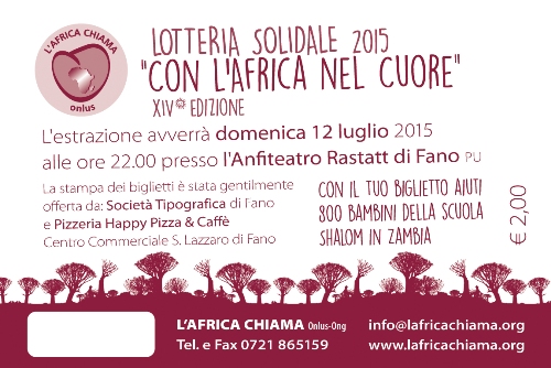 Lotteria Solidale 2015 con l'Africa Chiama